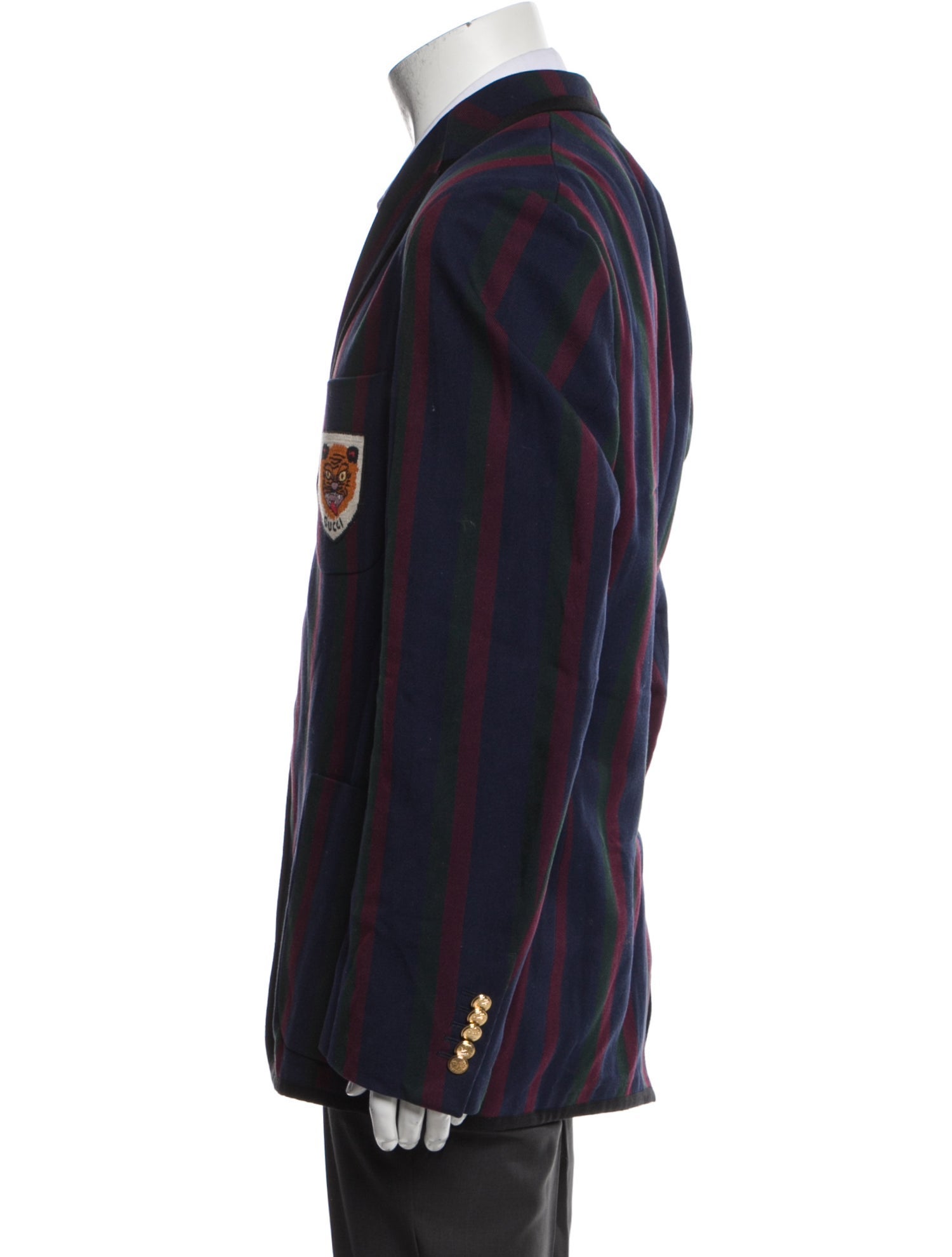 Gucci Striped Embroidered Accent Sport Coat