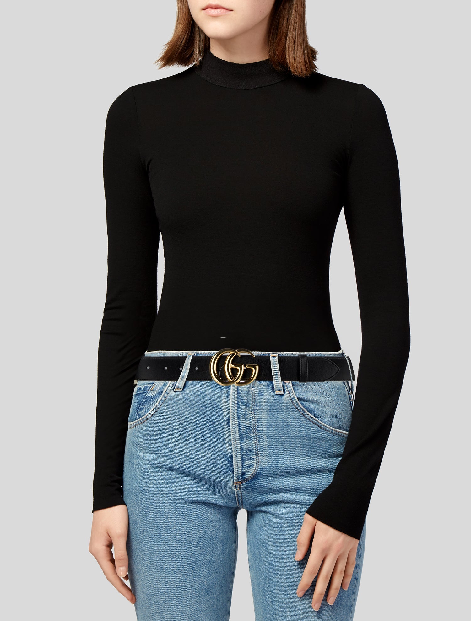 Gucci Running GG Logo Leather Belt