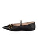 Gucci Chain-Link Accent Leather Ballet Flats