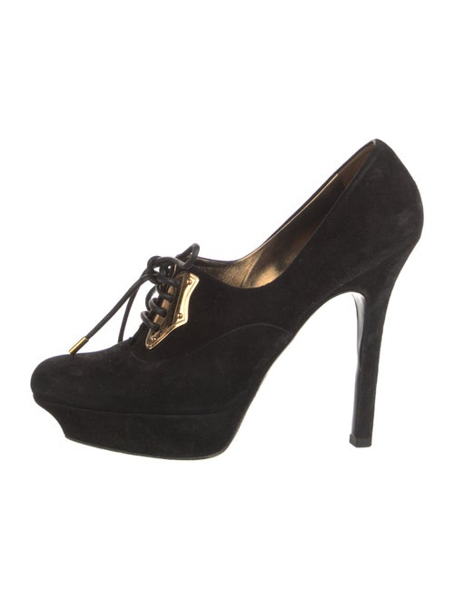 Gucci Horsebit Accent Suede T-Strap Pumps