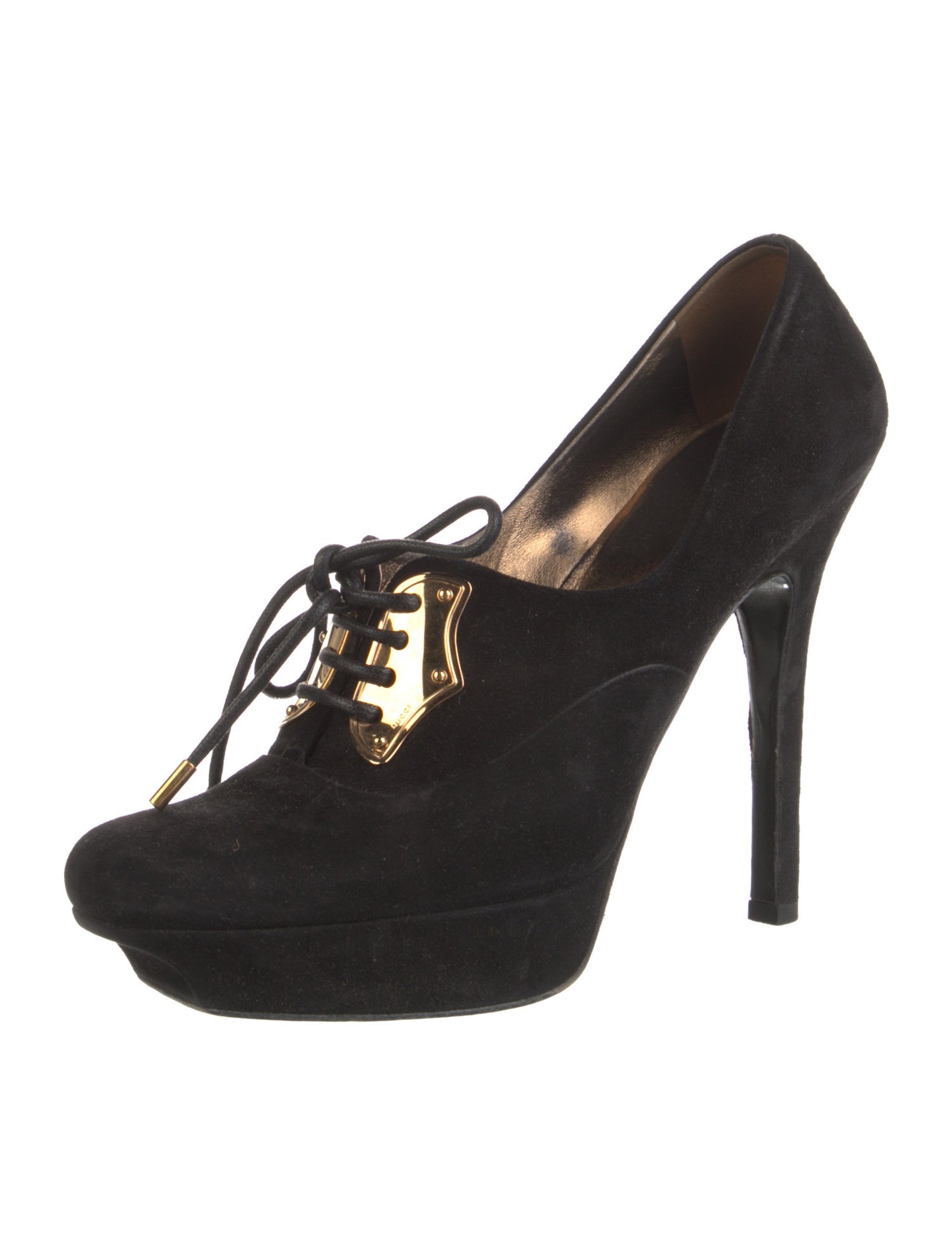 Gucci Horsebit Accent Suede T-Strap Pumps