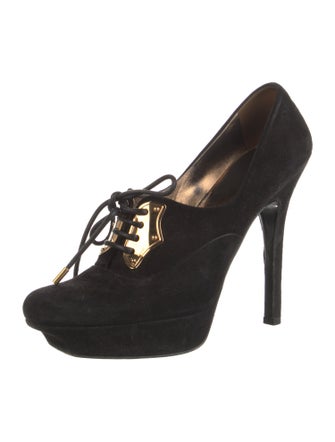 Gucci Horsebit Accent Suede T-Strap Pumps