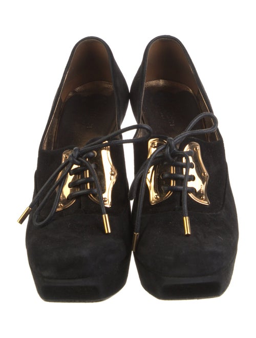 Gucci Horsebit Accent Suede T-Strap Pumps