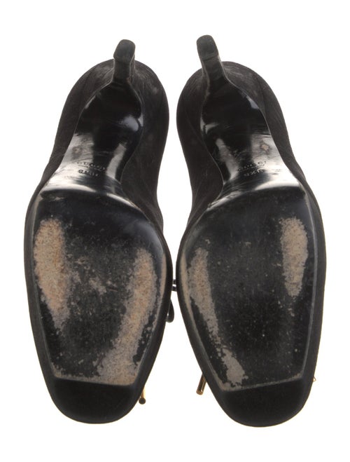 Gucci Horsebit Accent Suede T-Strap Pumps