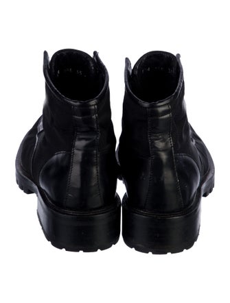 Gucci Canvas Leather Trim Embellishment Combat Boots