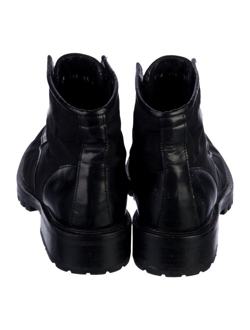 Gucci Canvas Leather Trim Embellishment Combat Boots