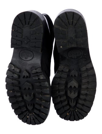 Gucci Canvas Leather Trim Embellishment Combat Boots