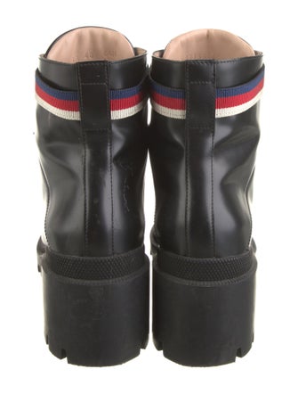 Gucci Sylvie Web Accent Leather Combat Boots