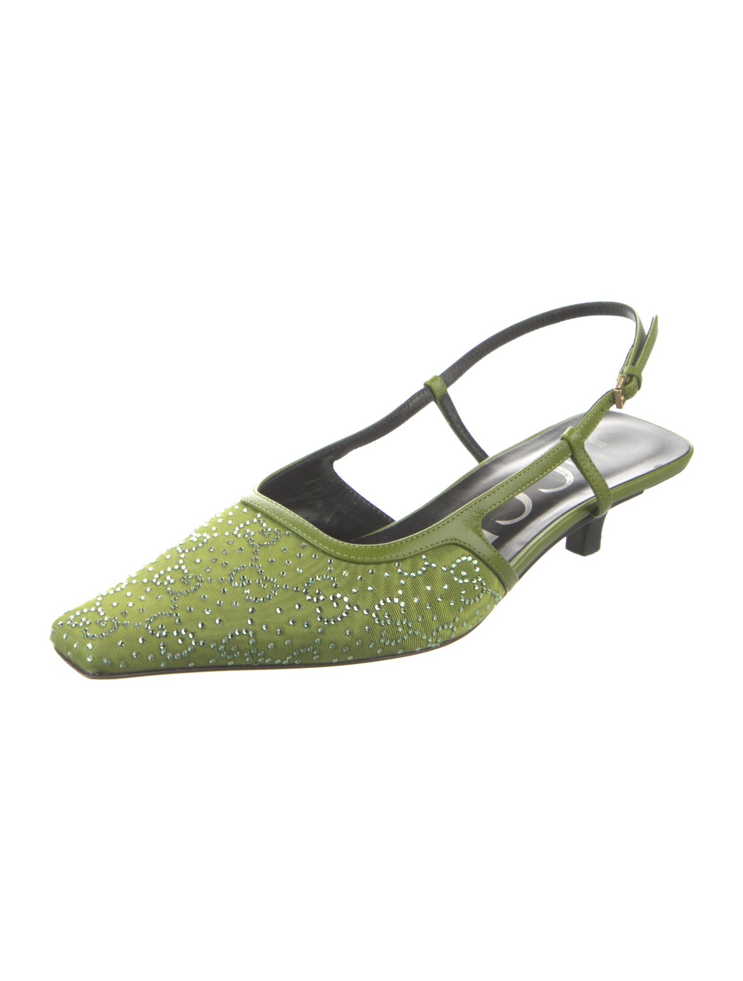 Gucci GG Crystal Canvas Slingback Pumps