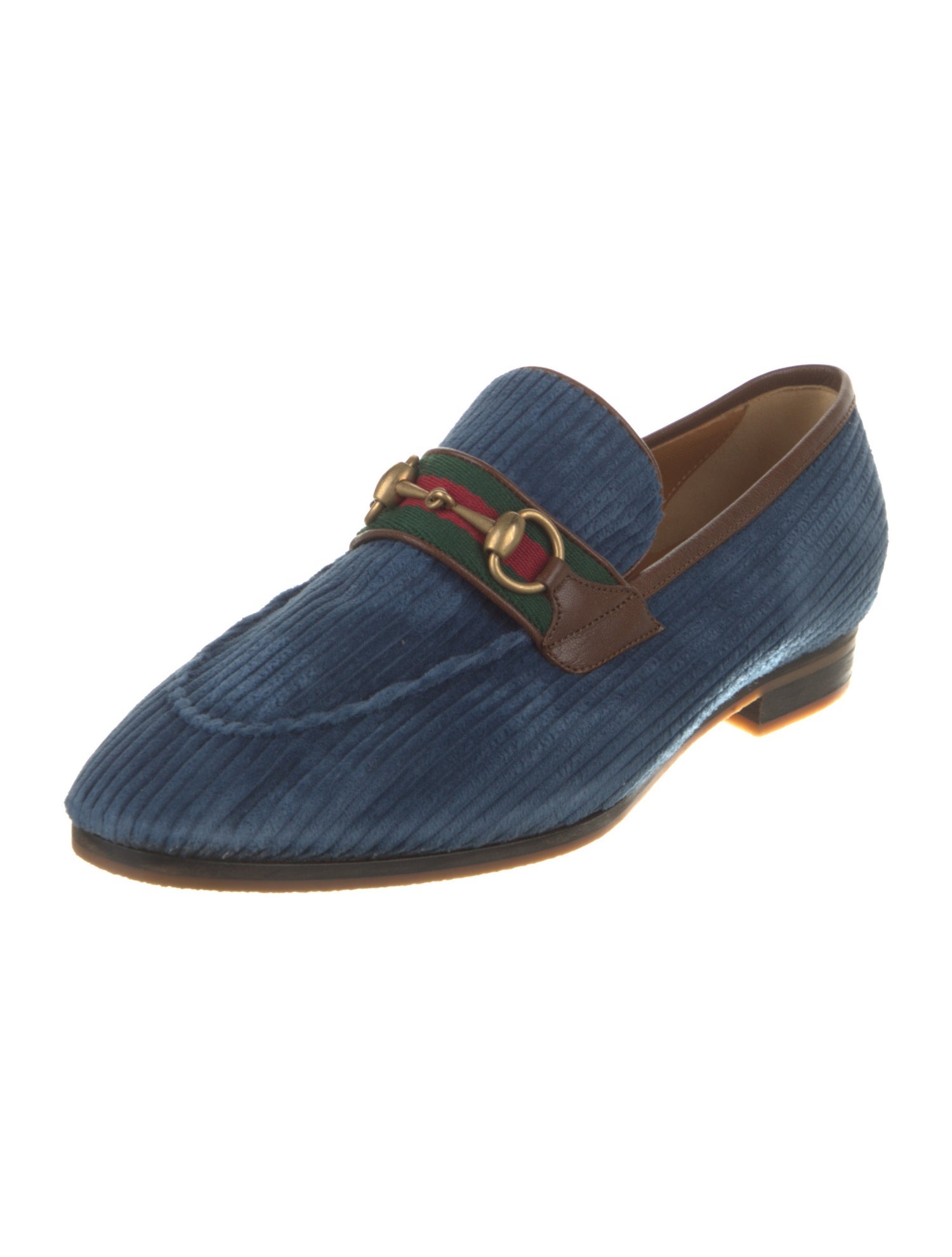 Gucci Velvet Leather Trim Embellishment Loafers