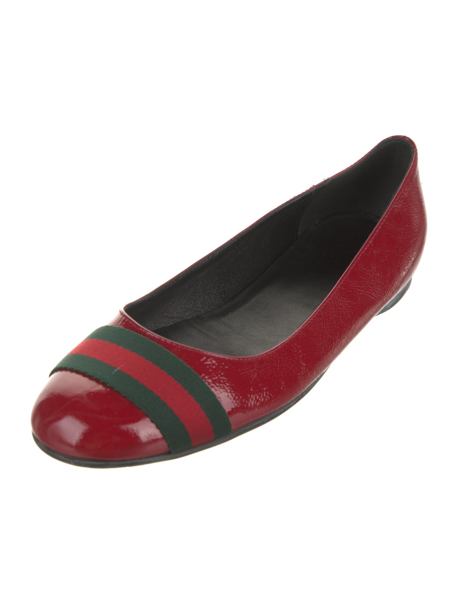 Gucci Web Accent Patent Leather Flats