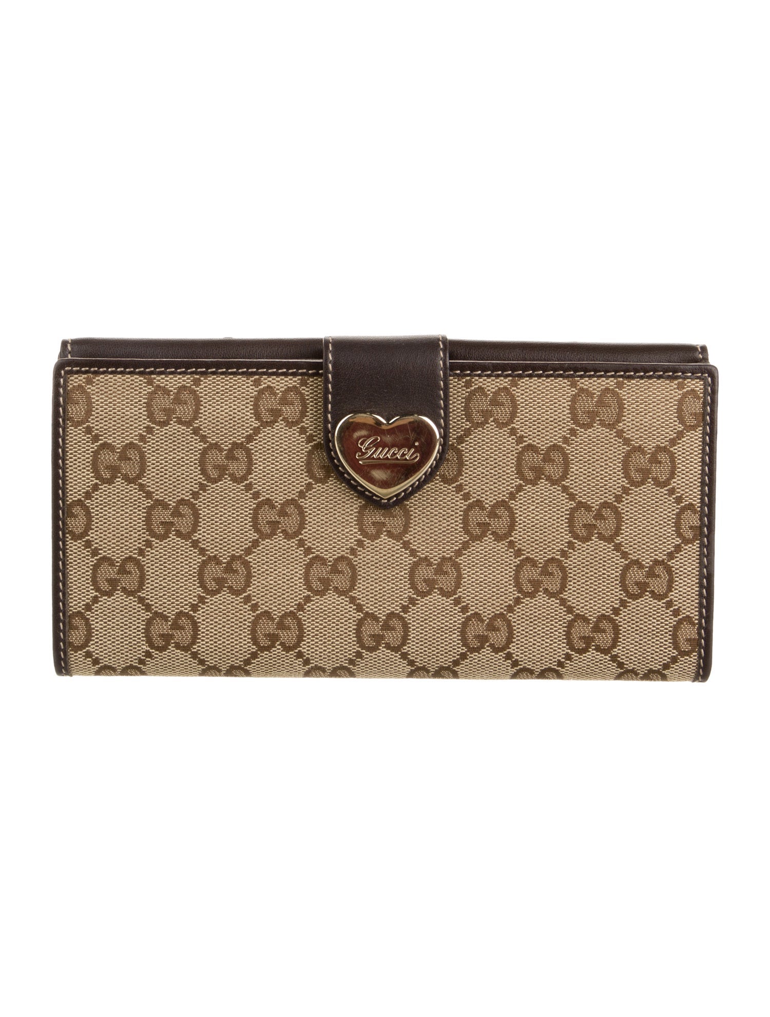 Gucci Heart Long GG Canvas Continental Wallet