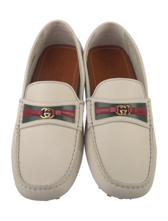 Gucci Web Accent Leather Loafers