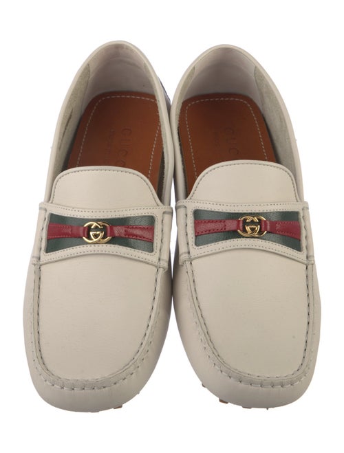 Gucci Web Accent Leather Loafers