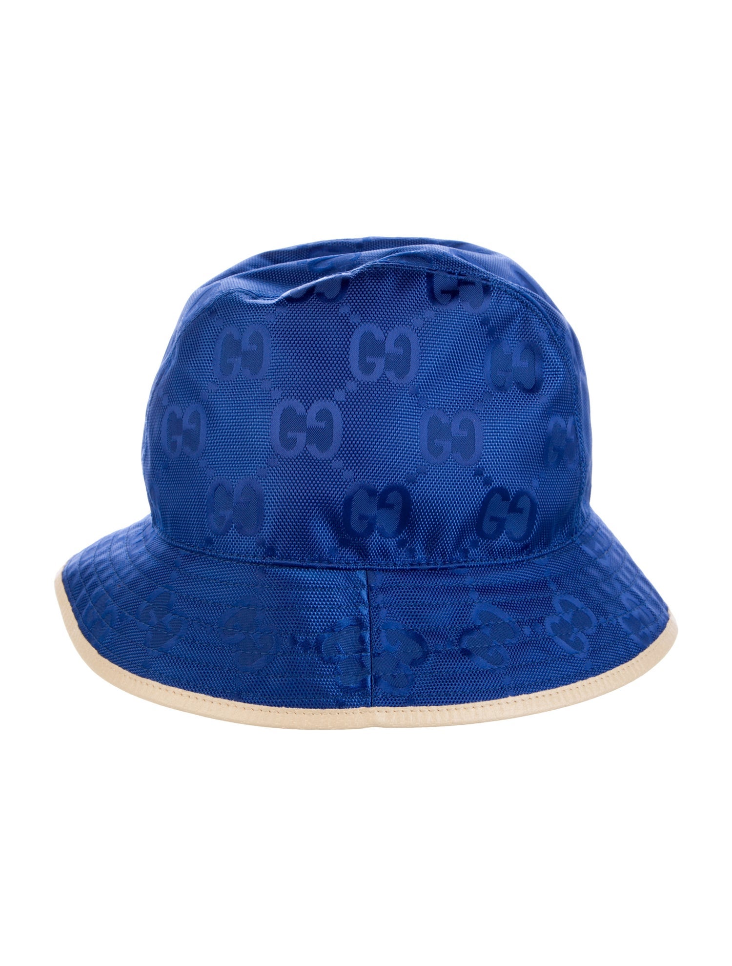 Gucci GG Print Leather-Trimmed Bucket Hat w/ Tags