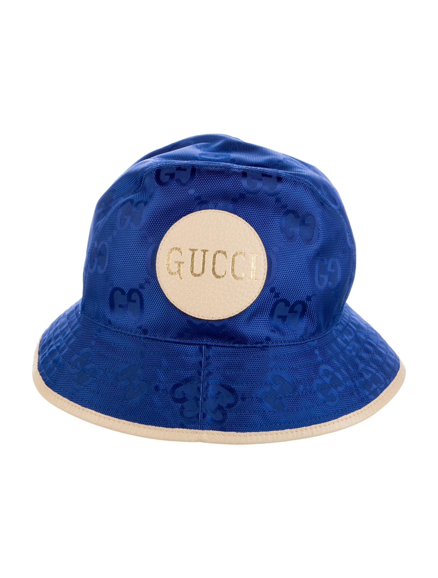 Gucci GG Print Leather-Trimmed Bucket Hat w/ Tags