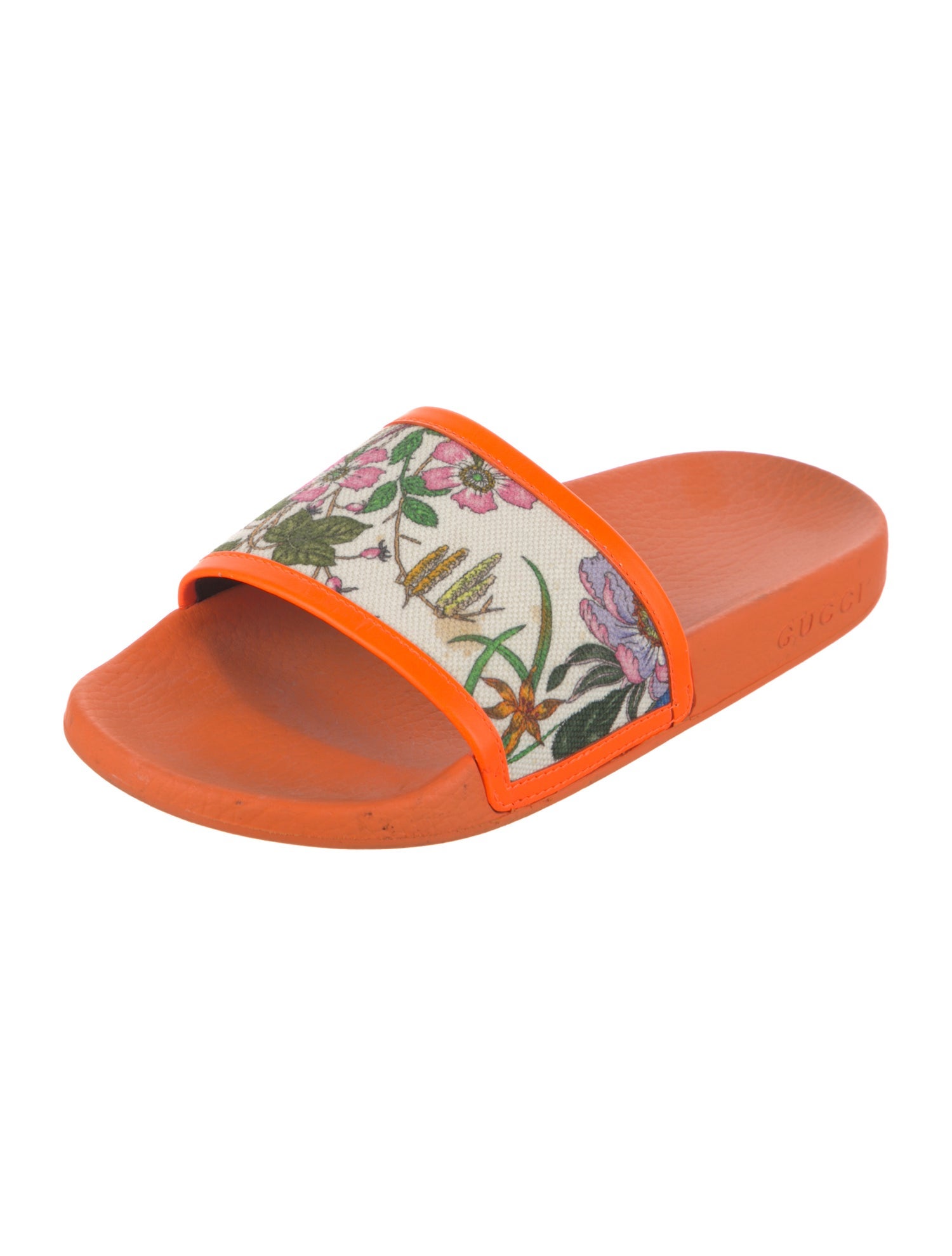 Gucci Flora Print Canvas Slides