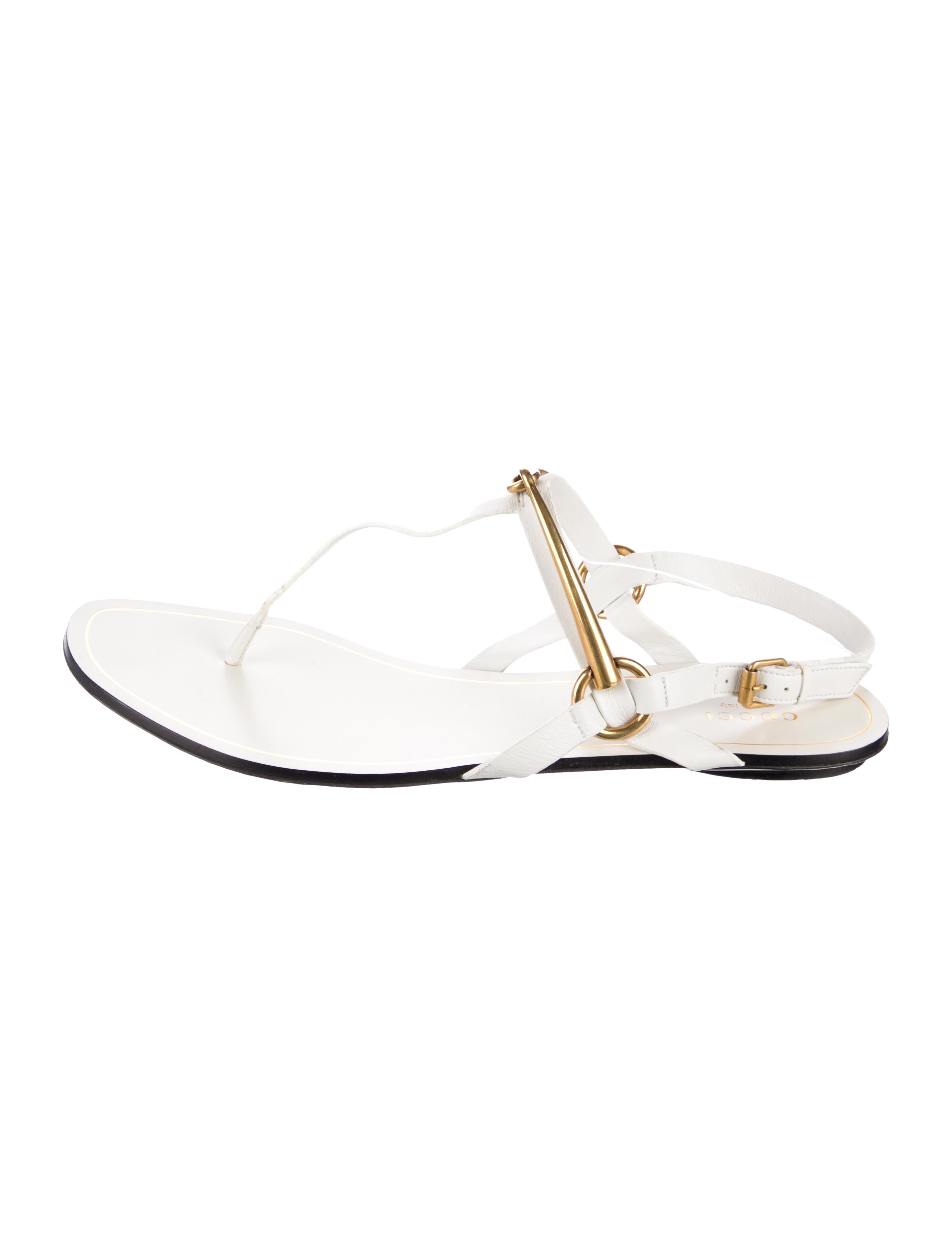Gucci Horsebit Accent Leather T-Strap Sandals