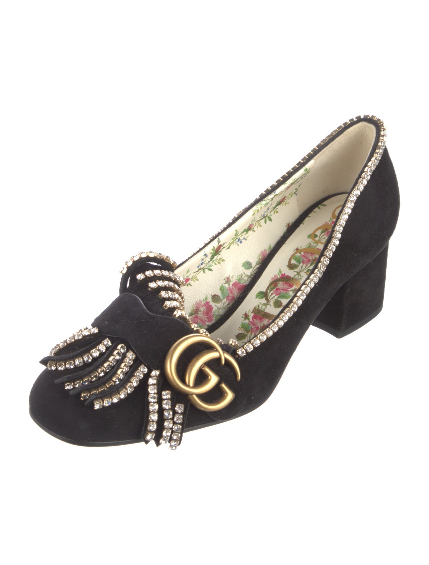 Gucci Double G Logo Suede Pumps