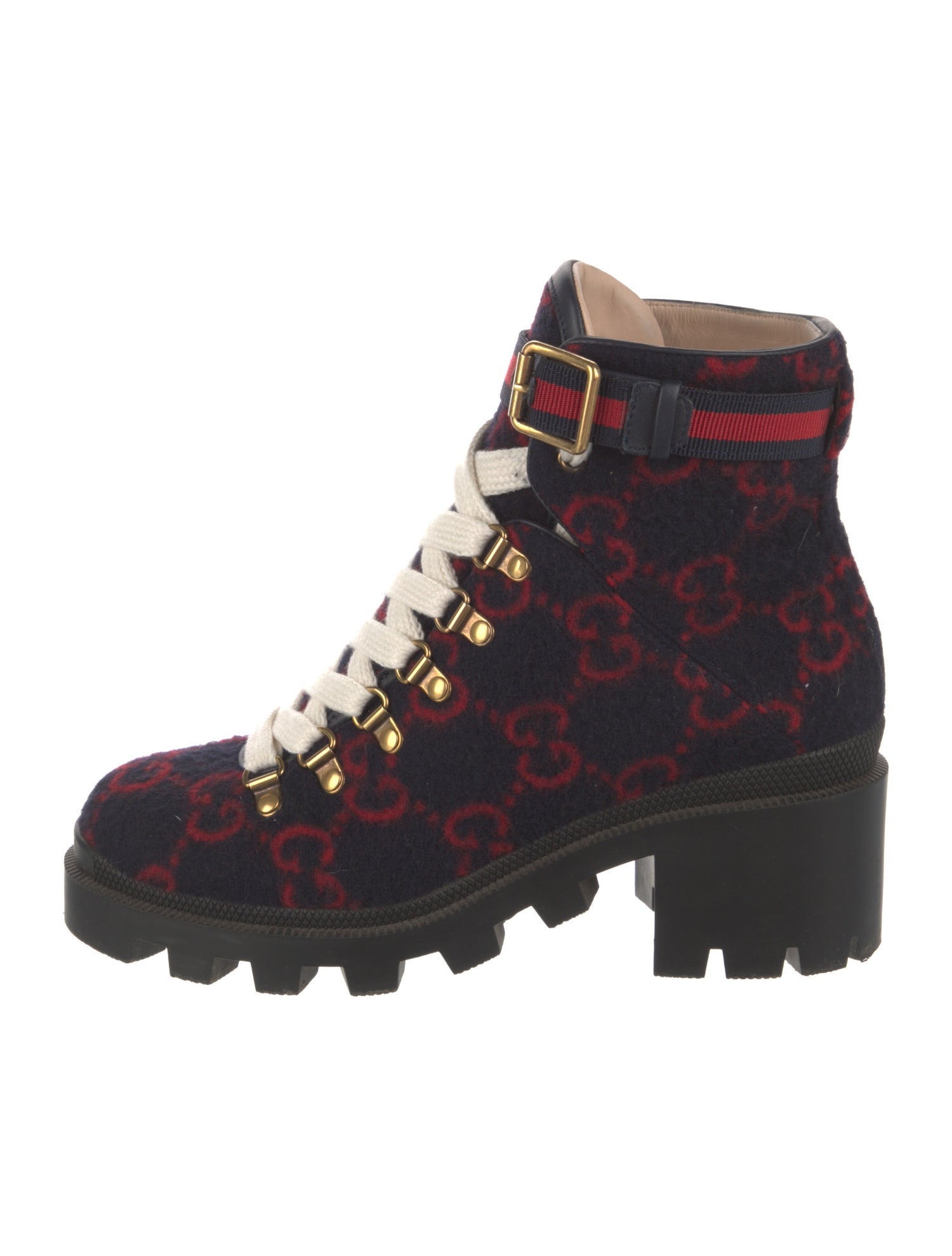 Gucci Wool Printed Combat Boots