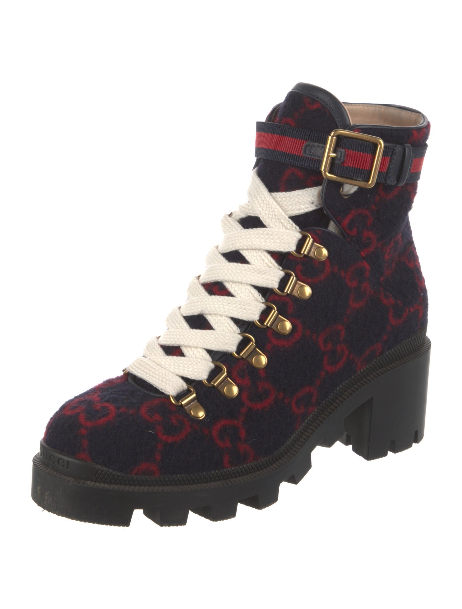 Gucci Wool Printed Combat Boots