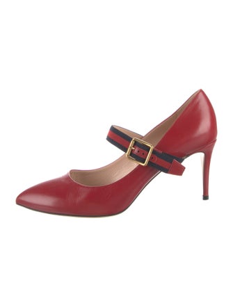 Gucci Sylvie Web Accent Leather Pumps