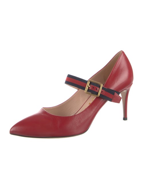 Gucci Sylvie Web Accent Leather Pumps