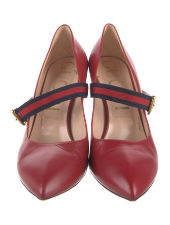 Gucci Sylvie Web Accent Leather Pumps