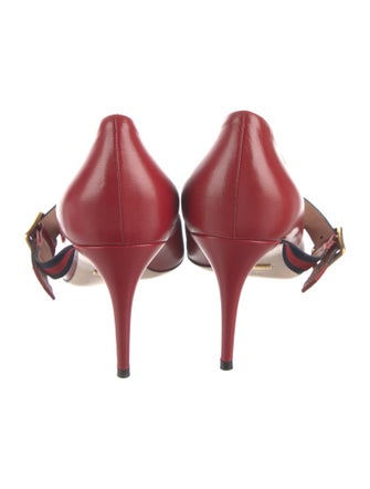 Gucci Sylvie Web Accent Leather Pumps