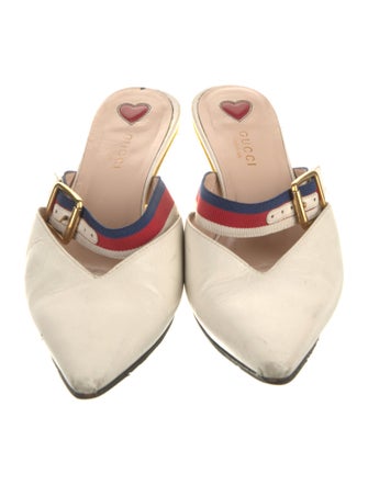 Gucci Sylvie Web Accent Leather Mules