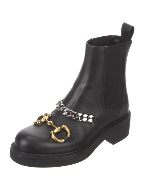 Gucci Chain-Link Accent Leather Combat Boots
