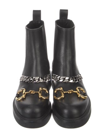 Gucci Chain-Link Accent Leather Combat Boots
