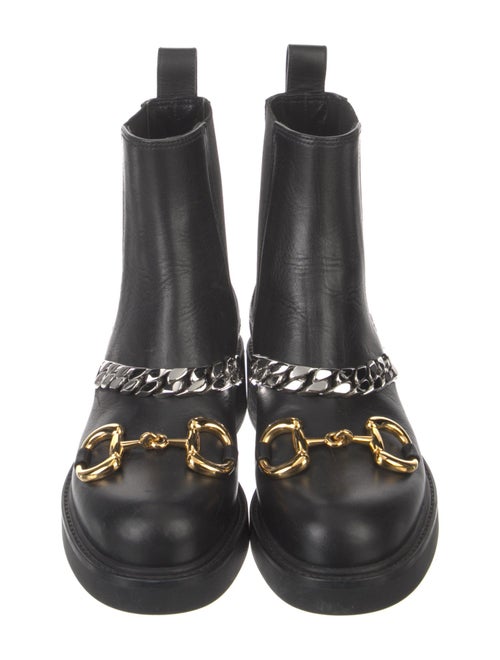 Gucci Chain-Link Accent Leather Combat Boots