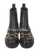 Gucci Chain-Link Accent Leather Combat Boots