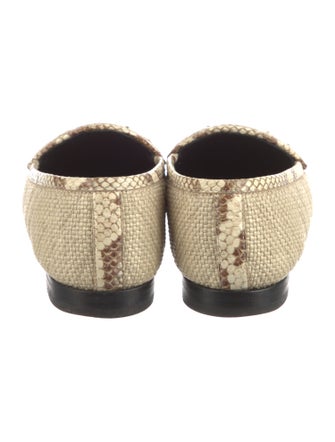 Gucci Horsebit Accent Raffia Loafers