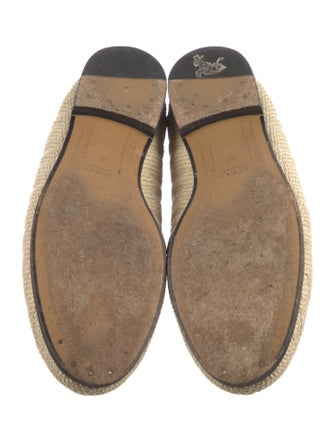 Gucci Horsebit Accent Raffia Loafers