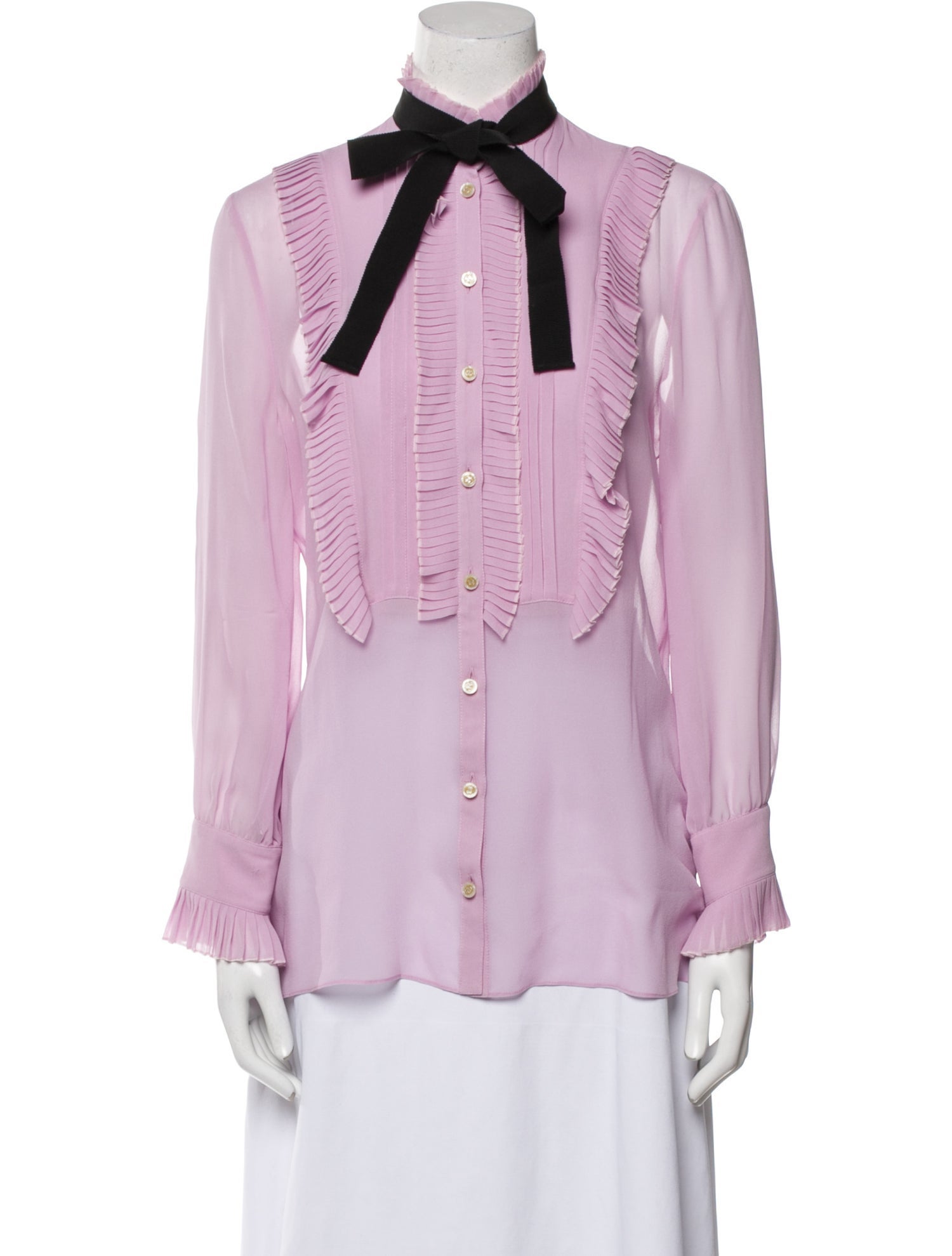 Gucci Silk Long Sleeve Button-Up Top