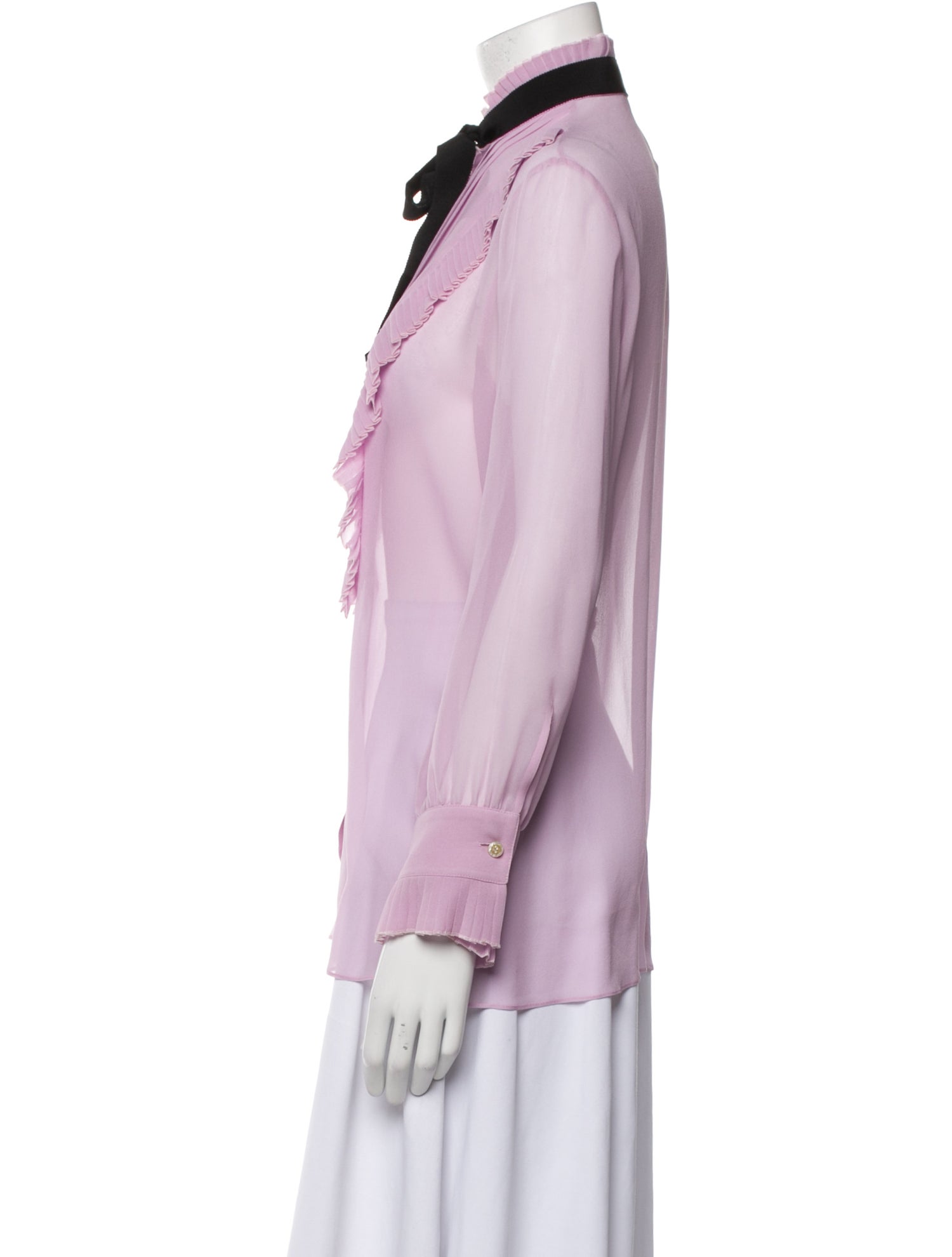 Gucci Silk Long Sleeve Button-Up Top