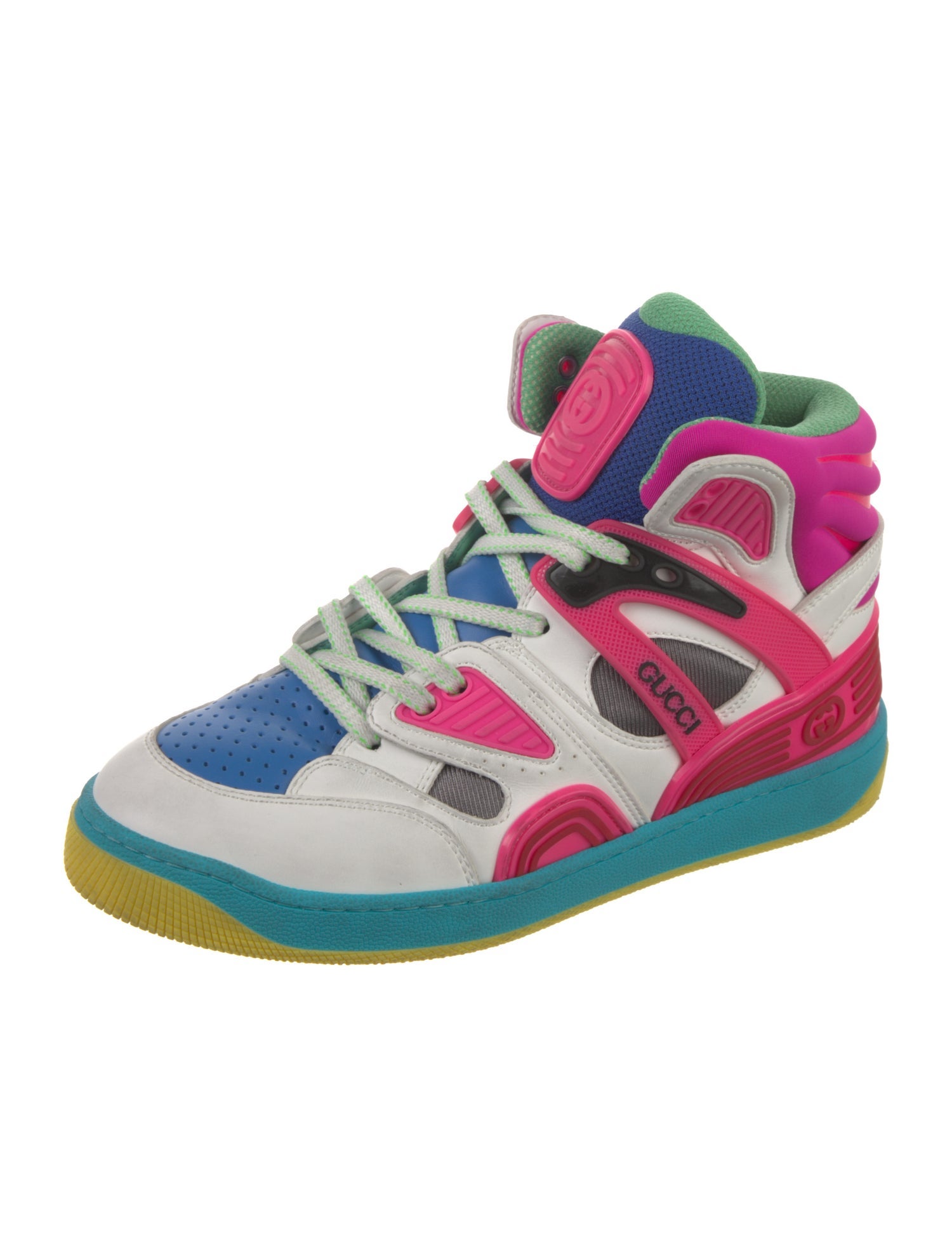 Gucci Double G Logo Leather Wedge Sneakers