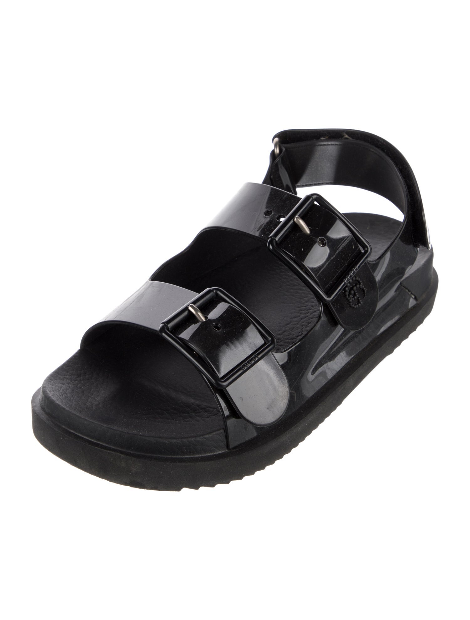 Gucci Double G Logo Rubber Slingback Sandals