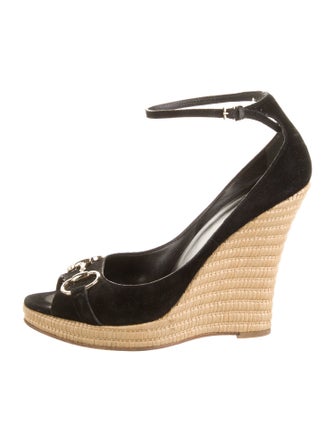 Gucci Horsebit Accent Suede Espadrilles