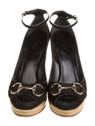 Gucci Horsebit Accent Suede Espadrilles