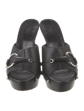 Gucci Horsebit Accent Leather Slides