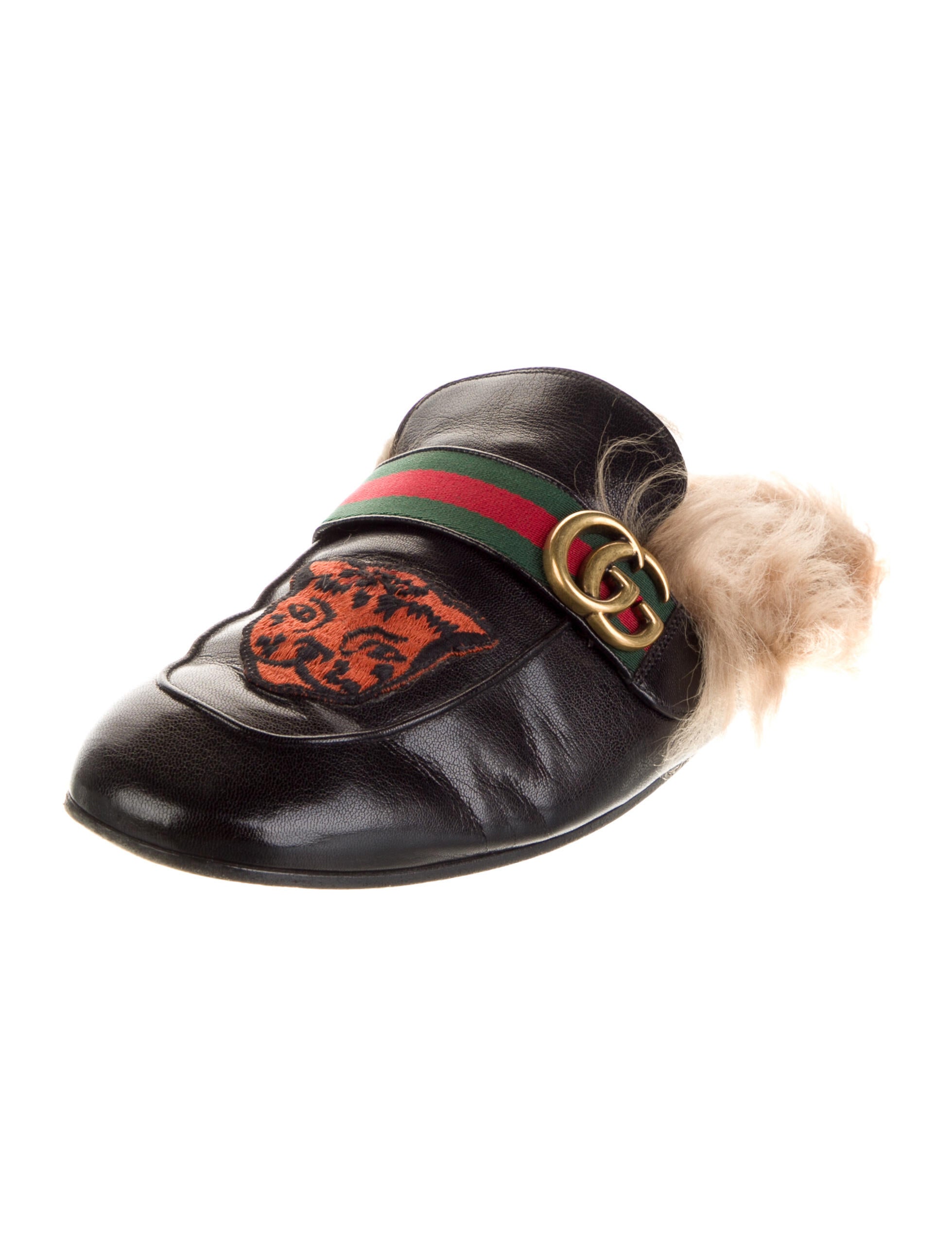 Gucci Leather Striped Slippers