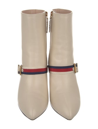 Gucci Sylvie Web Accent Leather Boots