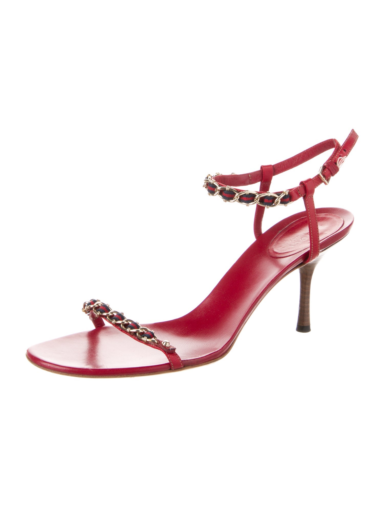 Gucci Sylvie Web Accent Leather Sandals