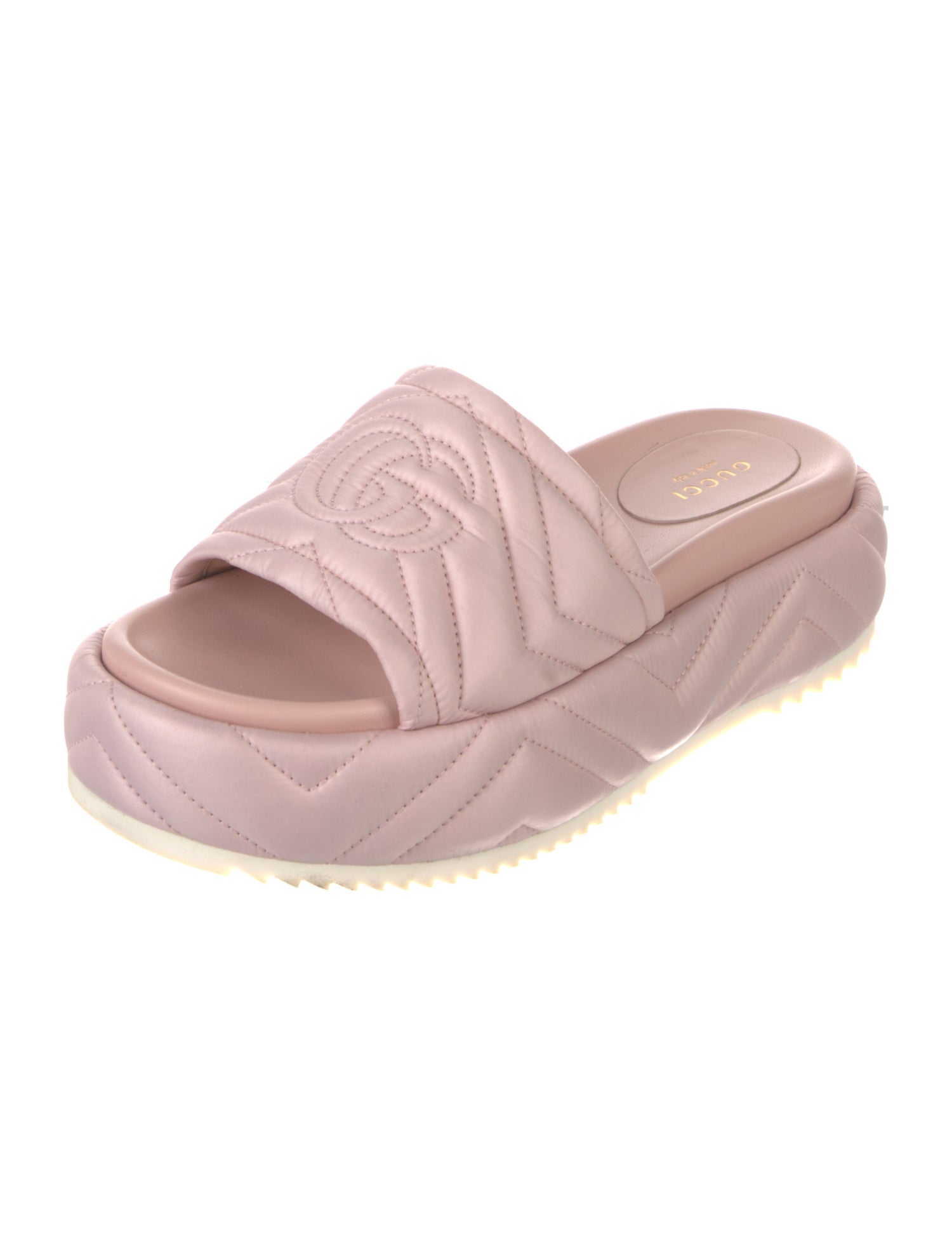 Gucci Double G Logo Leather Slides