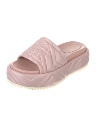 Gucci Double G Logo Leather Slides