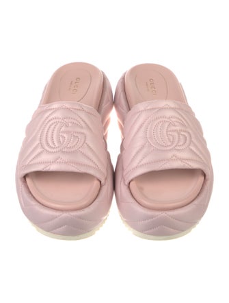 Gucci Double G Logo Leather Slides