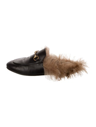 Gucci Leather Fur Trim Mules